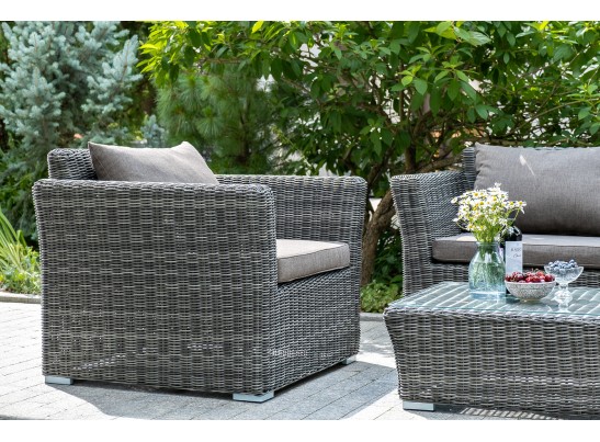 "Капучино Сингл" лаунж-зона из искусственного ротанга, цвет графит в Кургане