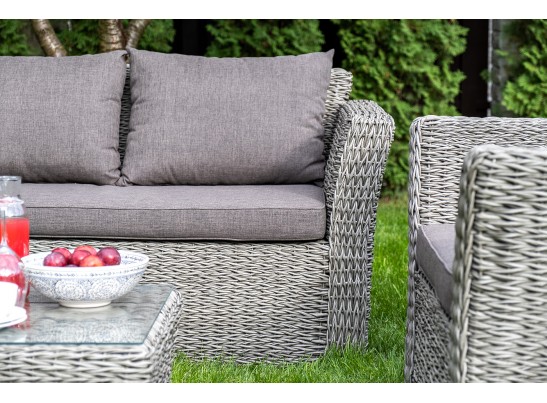 "Капучино" диван из искусственного ротанга (гиацинт) двухместный, цвет серый в Кургане