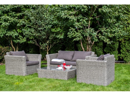 "Капучино" диван из искусственного ротанга (гиацинт) двухместный, цвет серый в Кургане