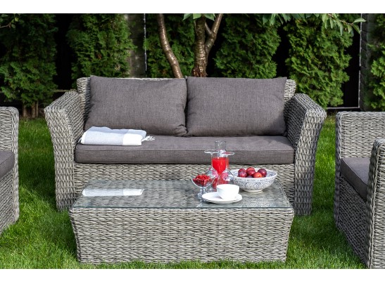 "Капучино" диван из искусственного ротанга (гиацинт) двухместный, цвет серый в Кургане