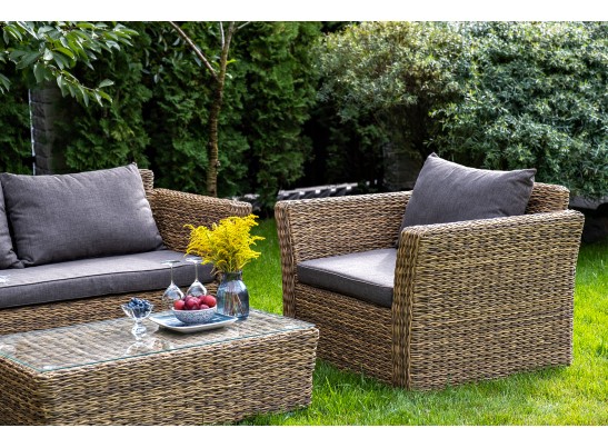 "Капучино" диван из искусственного ротанга (гиацинт) двухместный, цвет соломенный в Кургане