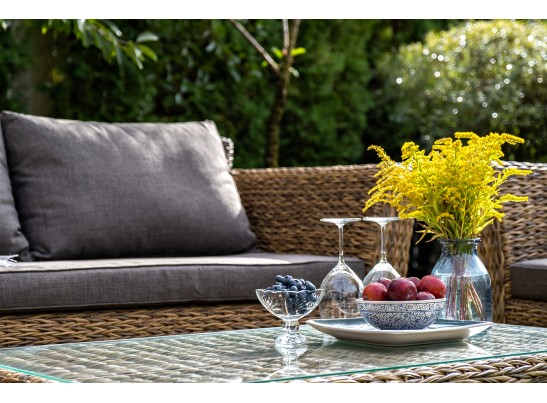 "Капучино" диван из искусственного ротанга (гиацинт) двухместный, цвет соломенный в Кургане