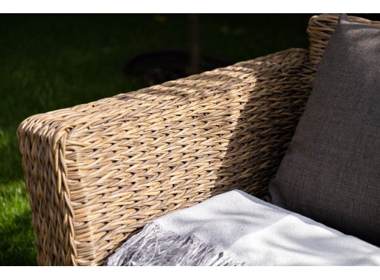 "Капучино" диван из искусственного ротанга (гиацинт) двухместный, цвет соломенный в Кургане