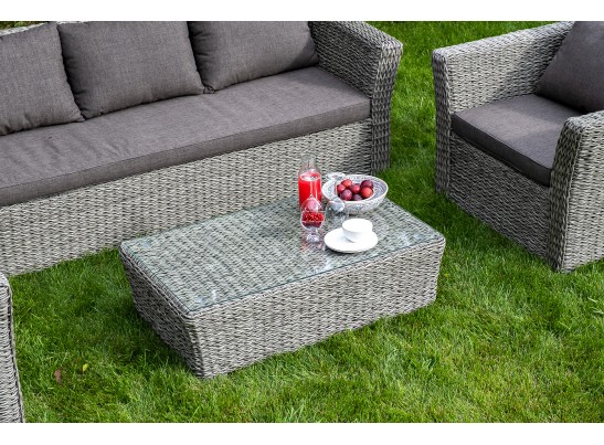 "Капучино" диван из искусственного ротанга (гиацинт) трехместный, цвет серый в Кургане