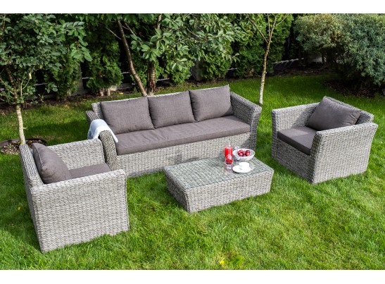 "Капучино" диван из искусственного ротанга (гиацинт) трехместный, цвет серый в Кургане