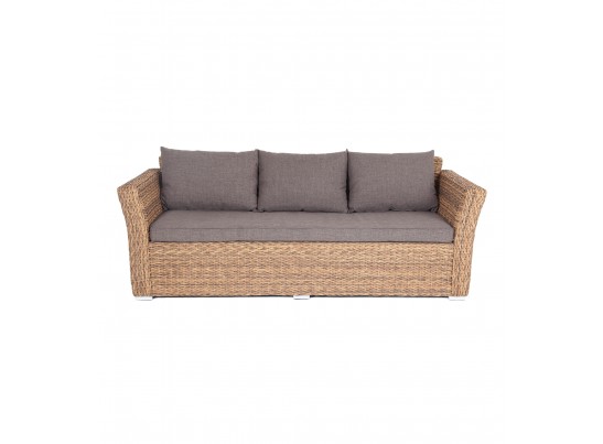 "Капучино" диван из искусственного ротанга (гиацинт) трехместный, цвет соломенный в Кургане