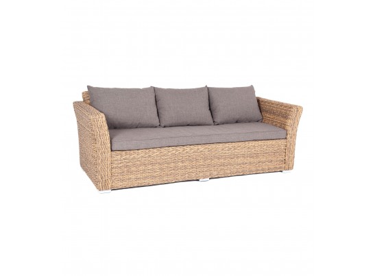 "Капучино" диван из искусственного ротанга (гиацинт) трехместный, цвет соломенный в Кургане