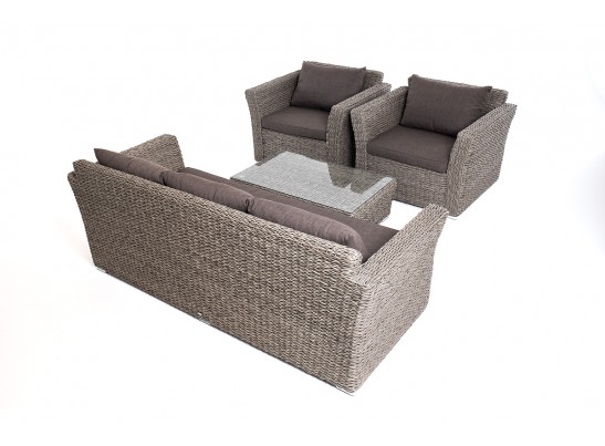 "Капучино" лаунж-зона из искусственного ротанга (гиацинт), цвет серый в Кургане