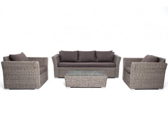 "Капучино" лаунж-зона из искусственного ротанга (гиацинт), цвет серый в Кургане