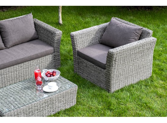 "Капучино" лаунж-зона из искусственного ротанга (гиацинт), цвет серый в Кургане