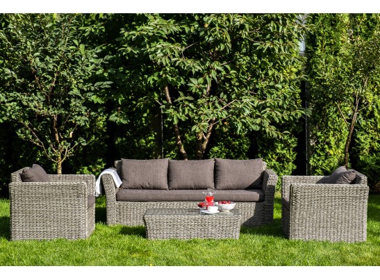 "Капучино" лаунж-зона из искусственного ротанга (гиацинт), цвет серый в Кургане