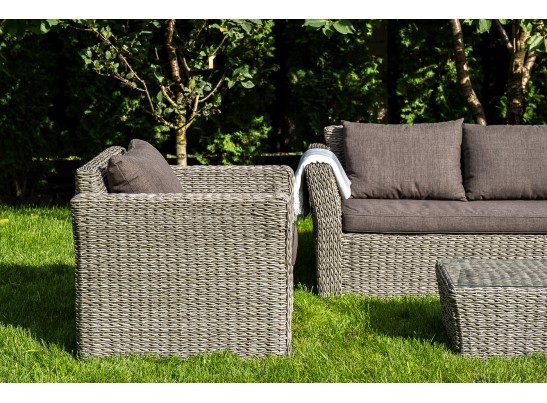 "Капучино" лаунж-зона из искусственного ротанга (гиацинт), цвет серый в Кургане