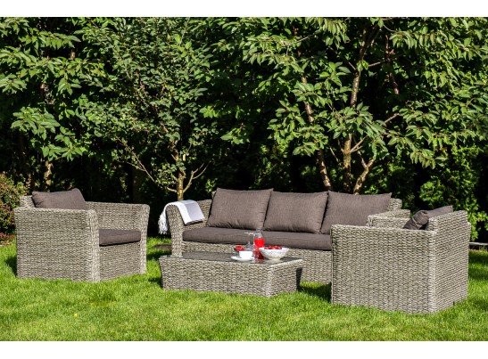 "Капучино" лаунж-зона из искусственного ротанга (гиацинт), цвет серый в Кургане