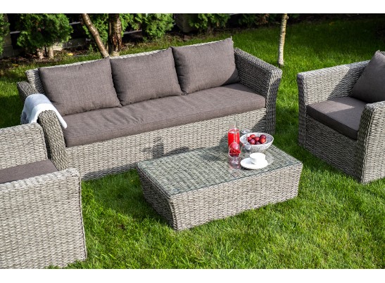 "Капучино" лаунж-зона из искусственного ротанга (гиацинт), цвет серый в Кургане