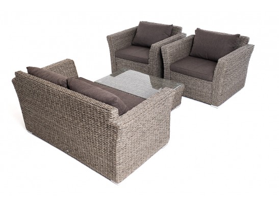 "Капучино Сингл" лаунж-зона из искусственного ротанга (гиацинт), цвет серый в Кургане