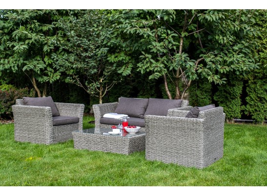 "Капучино Сингл" лаунж-зона из искусственного ротанга (гиацинт), цвет серый в Кургане