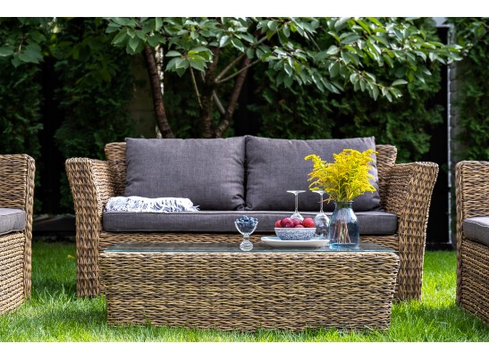 "Капучино Сингл" лаунж-зона из искусственного ротанга (гиацинт), цвет соломенный в Кургане