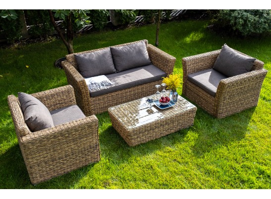 "Капучино Сингл" лаунж-зона из искусственного ротанга (гиацинт), цвет соломенный в Кургане