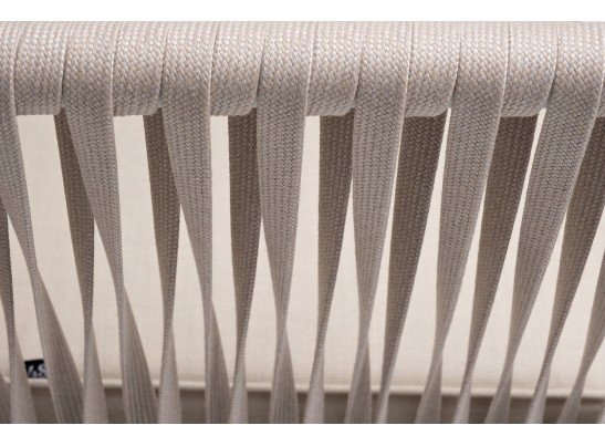 "Касабланка" диван 2-местный плетеный из роупа, каркас алюминий белый муар, роуп бежевый 20мм, ткань бежевая 15052 в Кургане