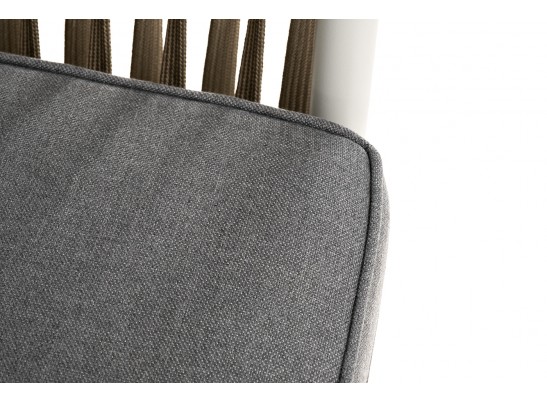 "Касабланка" диван 2-местный плетеный из роупа, каркас алюминий светло-серый (RAL7035) муар, роуп серо-коричневый 23мм, ткань серая 017 в Кургане