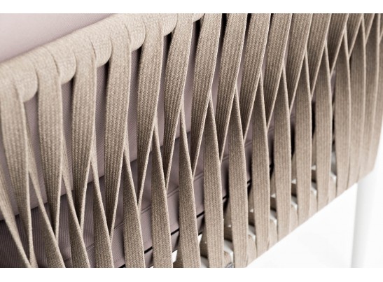 "Касабланка" диван модульный плетеный из роупа, каркас алюминий, роуп серо-коричневый 23мм, ткань бежевая 052 в Кургане