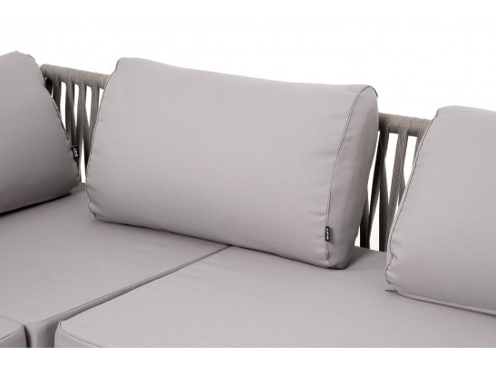 "Касабланка" диван модульный плетеный из роупа, каркас алюминий, роуп серо-коричневый 23мм, ткань бежевая 052 в Кургане