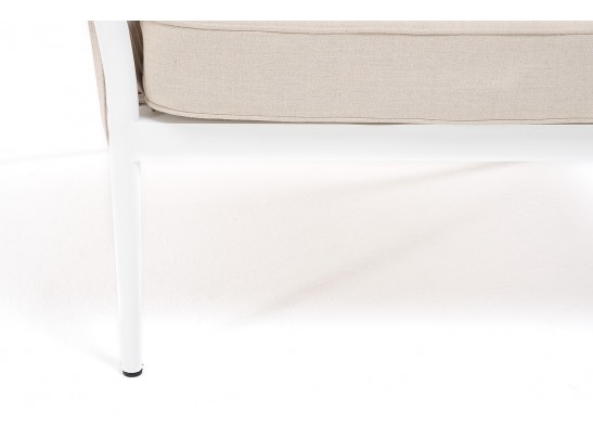 "Касабланка" кресло плетеное из роупа, каркас алюминий белый, роуп бежевый, ткань бежевая в Кургане