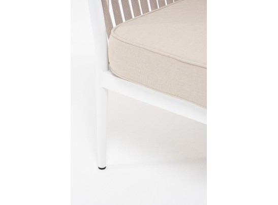 "Касабланка" кресло плетеное из роупа, каркас алюминий белый, роуп бежевый, ткань бежевая в Кургане