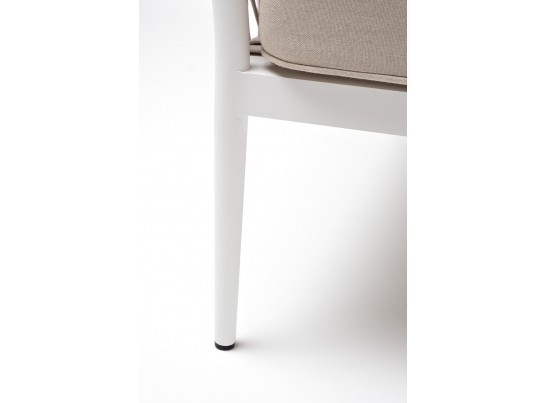 "Касабланка" кресло плетеное из роупа, каркас алюминий белый муар, роуп бежевый 20мм, ткань бежевая 052 в Кургане