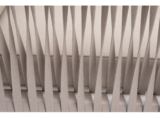 "Касабланка" кресло плетеное из роупа, каркас алюминий белый муар, роуп бежевый 20мм, ткань бежевая 15052 в Кургане