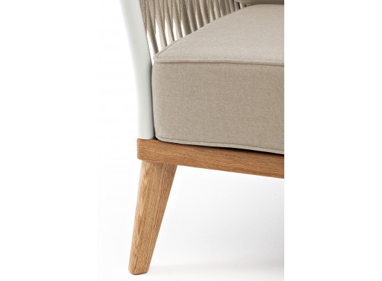 "Касабланка" кресло плетеное из роупа, основание дуб, роуп серо-коричневый 23мм, ткань серая в Кургане