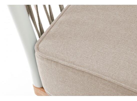 "Касабланка" кресло плетеное из роупа, основание дуб, роуп серо-коричневый 23мм, ткань серая в Кургане