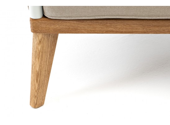 "Касабланка" кресло плетеное из роупа, основание дуб, роуп серо-коричневый 23мм, ткань серая в Кургане