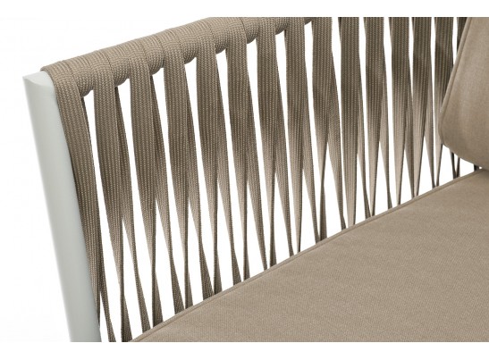 "Касабланка" кресло плетеное из роупа, основание дуб, роуп серо-коричневый 23мм, ткань серая в Кургане