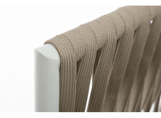 "Касабланка" кресло плетеное из роупа, основание дуб, роуп серо-коричневый 23мм, ткань серая в Кургане