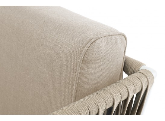 "Касабланка" кресло плетеное из роупа, основание дуб, роуп серо-коричневый 23мм, ткань серая в Кургане