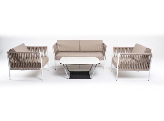 "Касабланка" лаунж-зона плетеная из роупа 4-местная, цвет серо-коричневый в Кургане