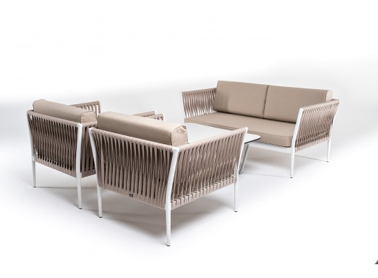 "Касабланка" лаунж-зона плетеная из роупа 4-местная, цвет серо-коричневый в Кургане