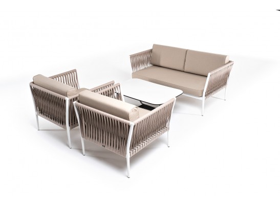 "Касабланка" лаунж-зона плетеная из роупа 4-местная, цвет серо-коричневый в Кургане