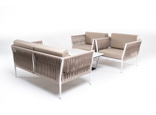 "Касабланка" лаунж-зона плетеная из роупа 4-местная, цвет серо-коричневый в Кургане