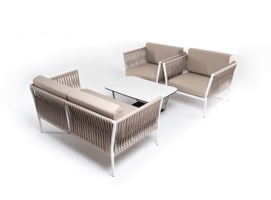 "Касабланка" лаунж-зона плетеная из роупа 4-местная, цвет серо-коричневый в Кургане