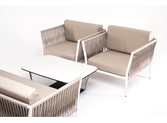 "Касабланка" лаунж-зона плетеная из роупа 4-местная, цвет серо-коричневый в Кургане