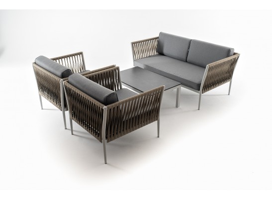 "Касабланка" лаунж-зона плетеная из роупа 4-местная, цвет серый в Кургане