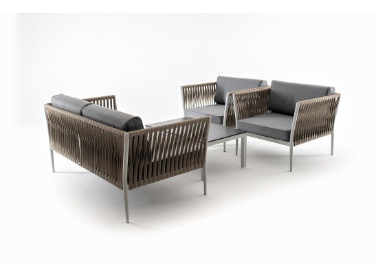 "Касабланка" лаунж-зона плетеная из роупа 4-местная, цвет серый в Кургане