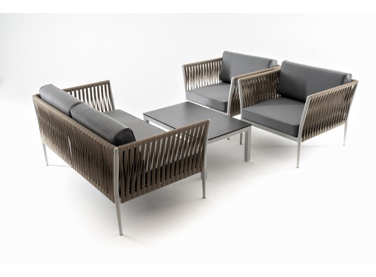 "Касабланка" лаунж-зона плетеная из роупа 4-местная, цвет серый в Кургане