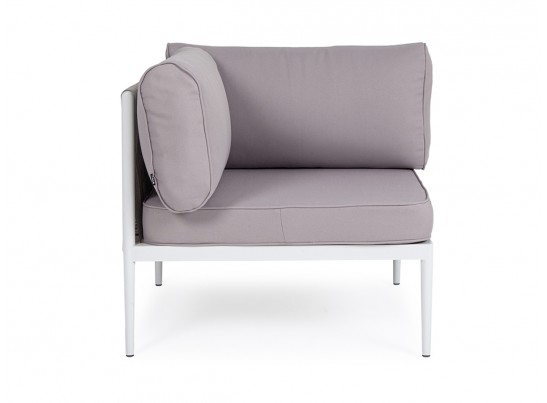 "Касабланка" угловой модуль плетеный из роупа, каркас алюминий светло-серый (RAL7035) шагрень, роуп серо-коричневый 23мм, ткань Neo ash в Кургане