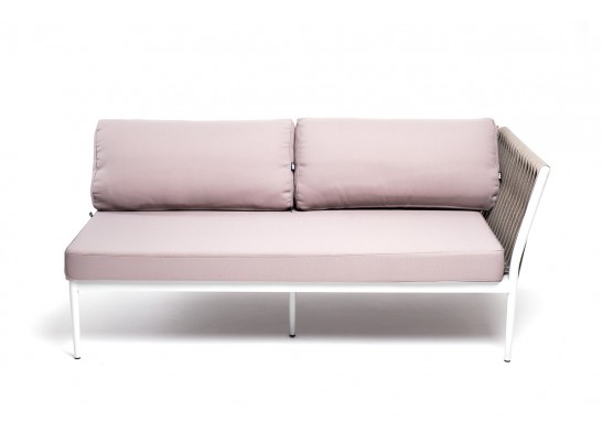 "Касабланка" левый модуль плетеный из роупа, каркас алюминий светло-серый (RAL7035) шагрень, роуп серо-коричневый 23мм, ткань Neo ash в Кургане