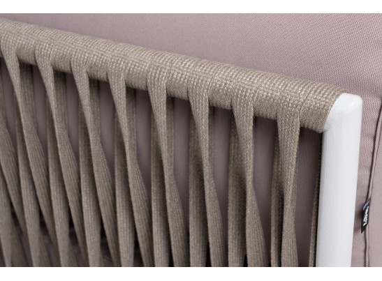 "Касабланка" левый модуль плетеный из роупа, каркас алюминий светло-серый (RAL7035) шагрень, роуп серо-коричневый 23мм, ткань Neo ash в Кургане