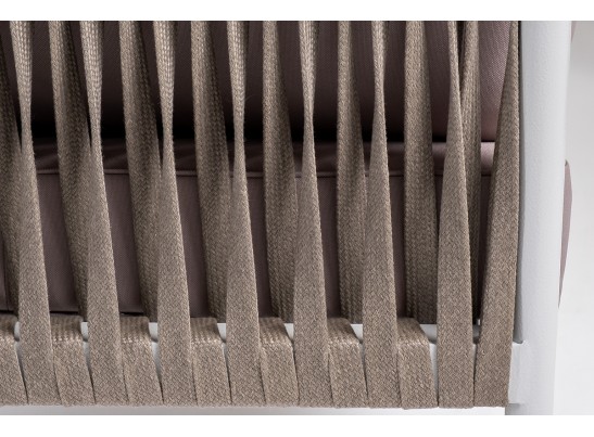 "Касабланка" левый модуль плетеный из роупа, каркас алюминий светло-серый (RAL7035) шагрень, роуп серо-коричневый 23мм, ткань Neo ash в Кургане