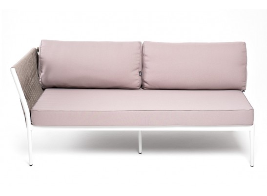 "Касабланка" правый модуль плетеный из роупа, каркас алюминий светло-серый (RAL7035) шагрень, роуп серо-коричневый 23мм, ткань Neo ash в Кургане